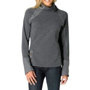 PrAna Lucia Women's Wool Blend High Neck Drawstring Collar Striped Sweater